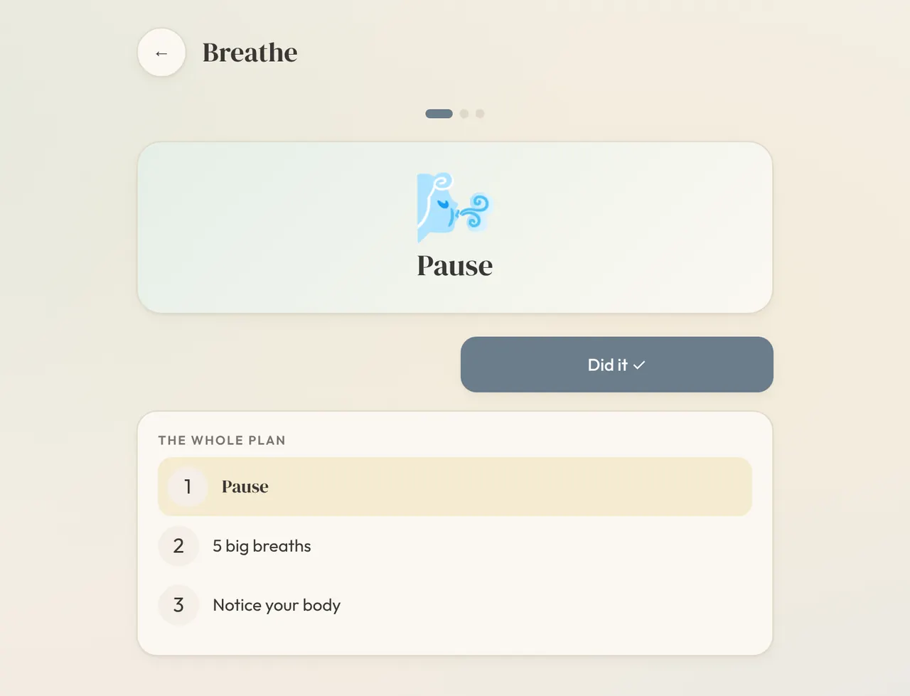 Calm Toolbox: Guided strategy