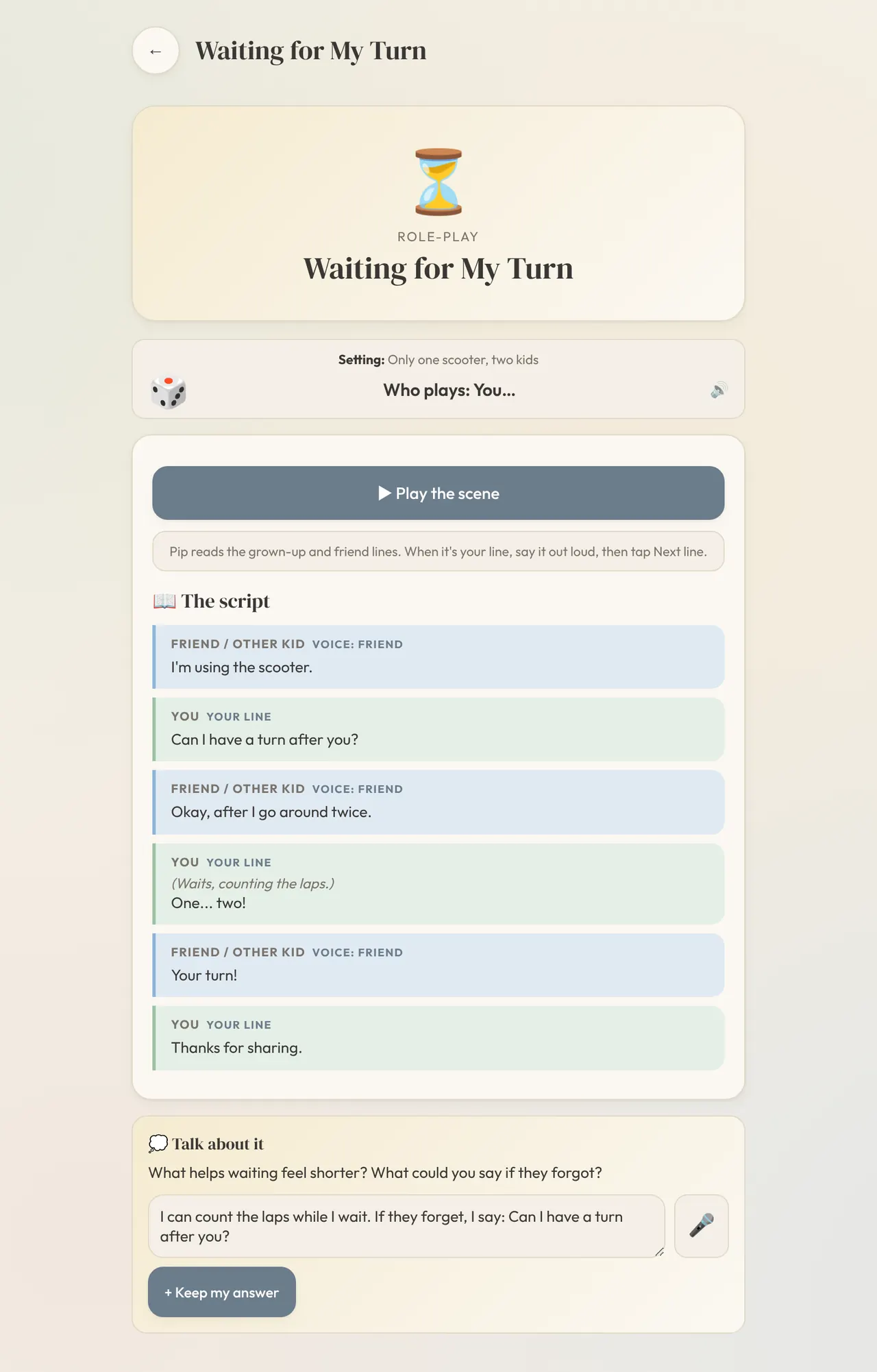 Calm Toolbox: Role-play