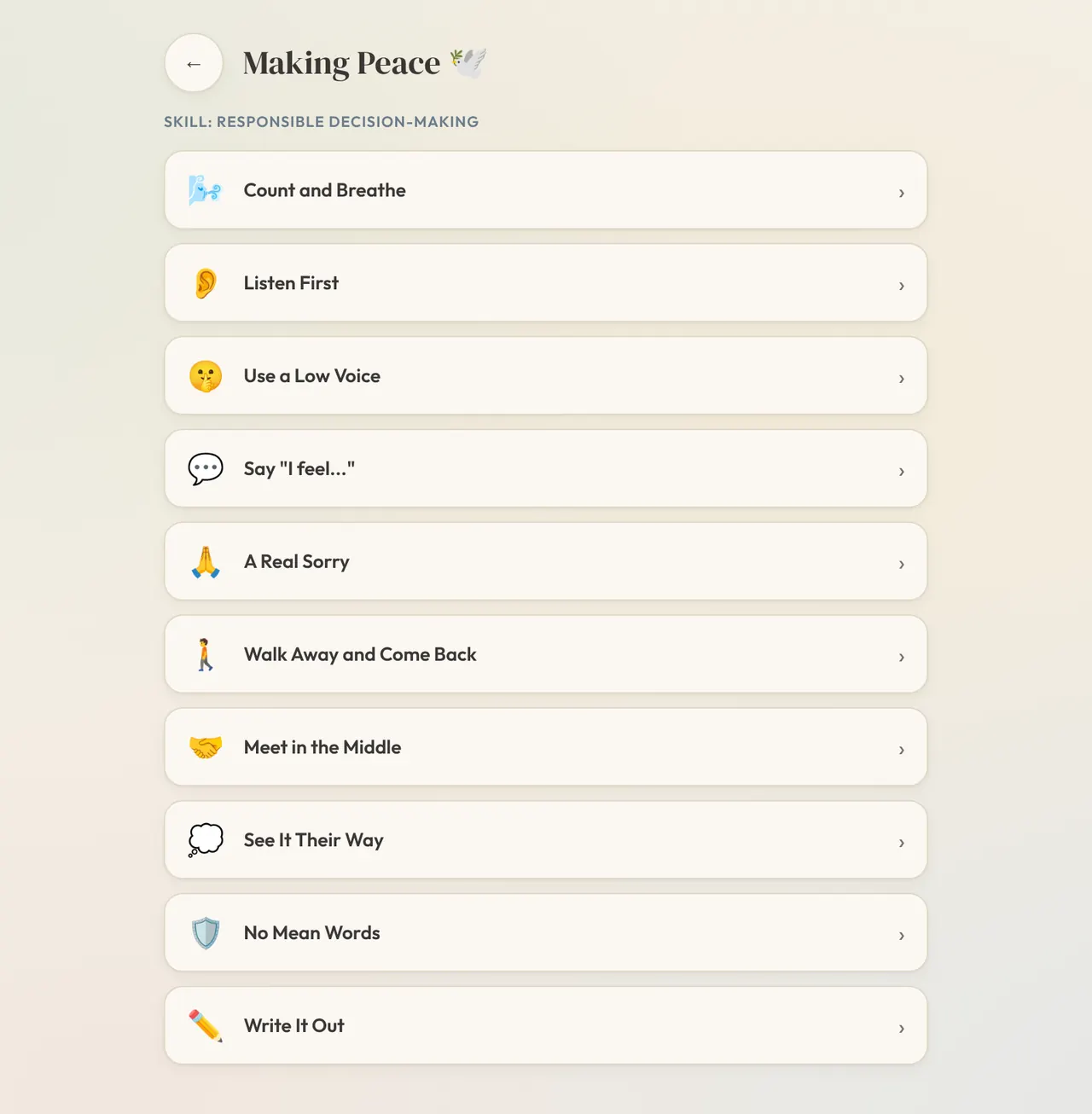 Calm Toolbox: Making Peace