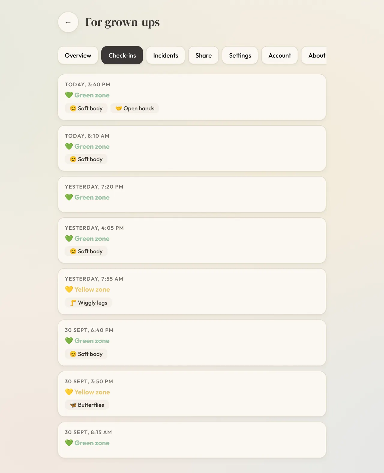 Calm Toolbox: Grown-ups Check-ins