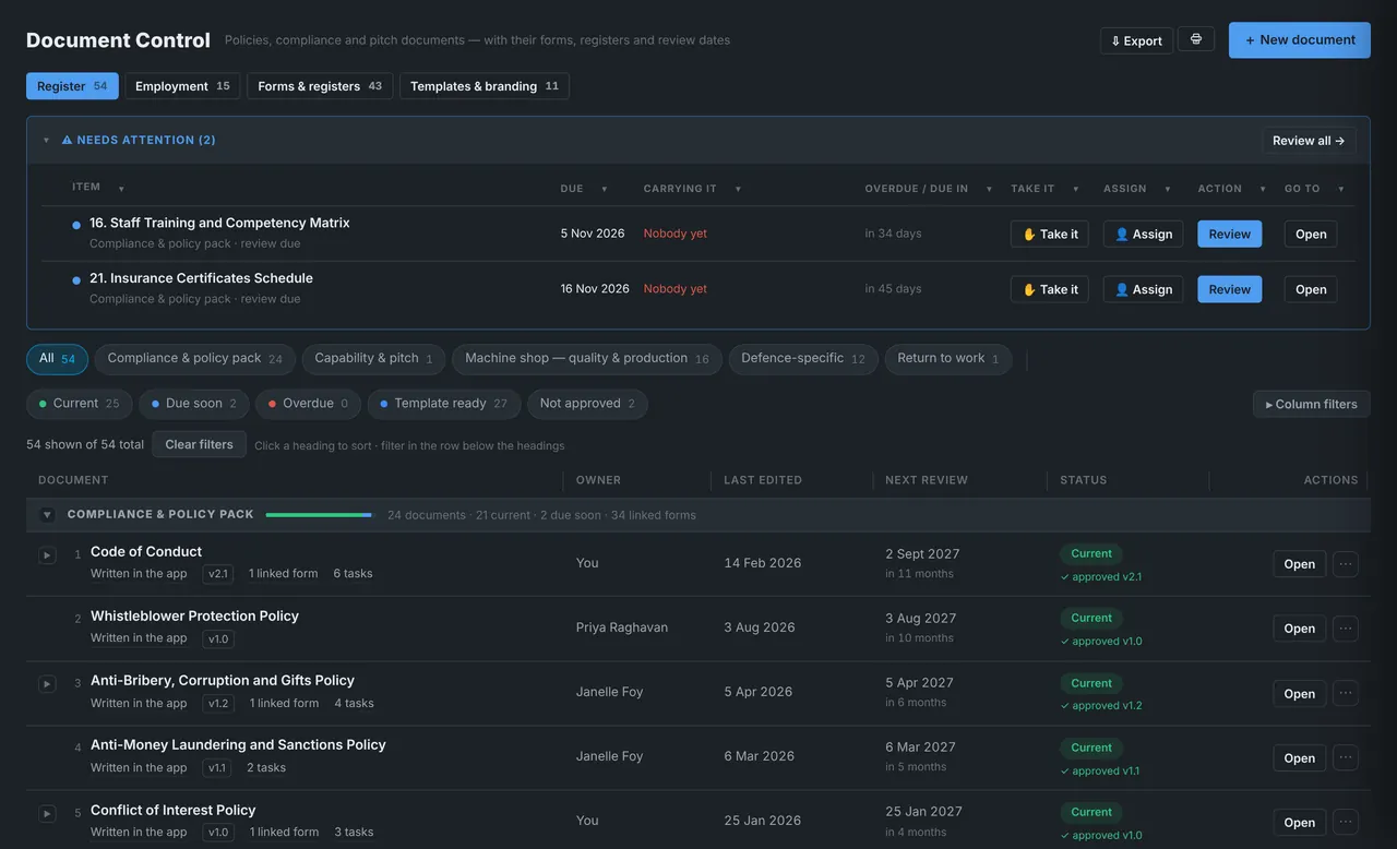 Keoterm: Document Control
