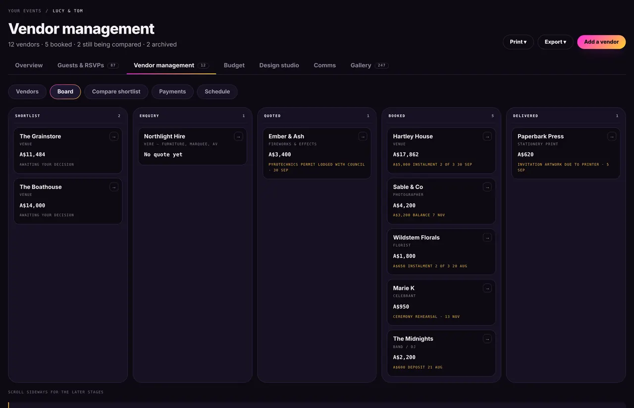 Keovent: Vendors — Board