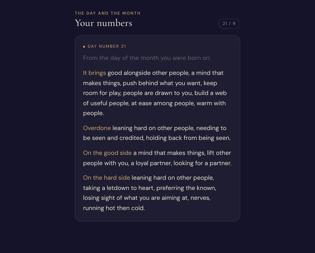 Weralene: Numbers